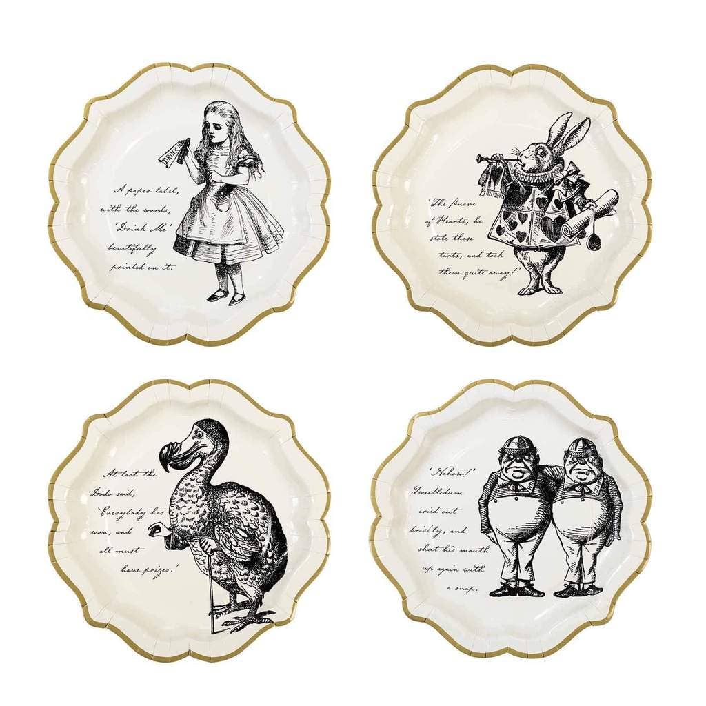 Illustrated Alice in Wonderland Paper Plates - 12 Pack