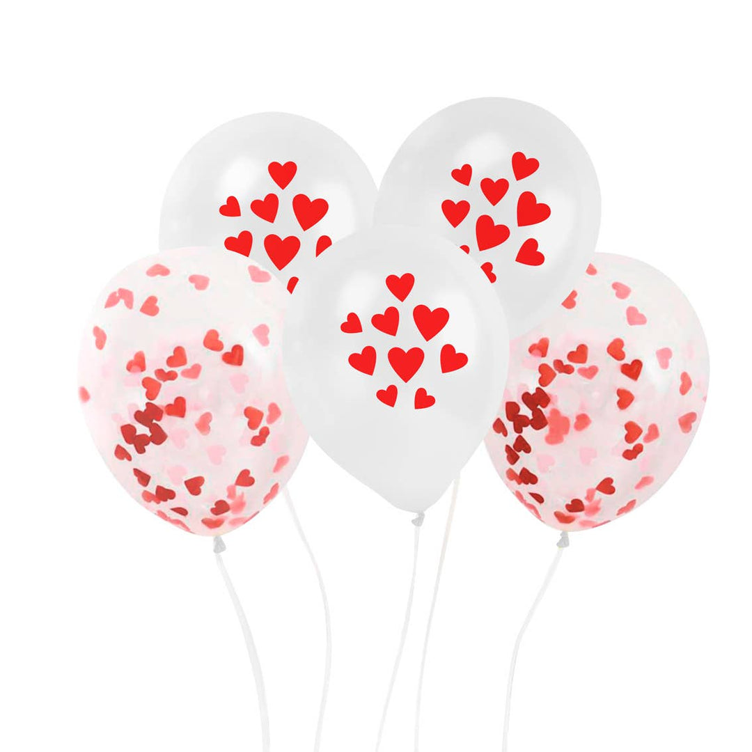 Red Heart Party Balloons, Valentine's Day Decor - 12 Pack