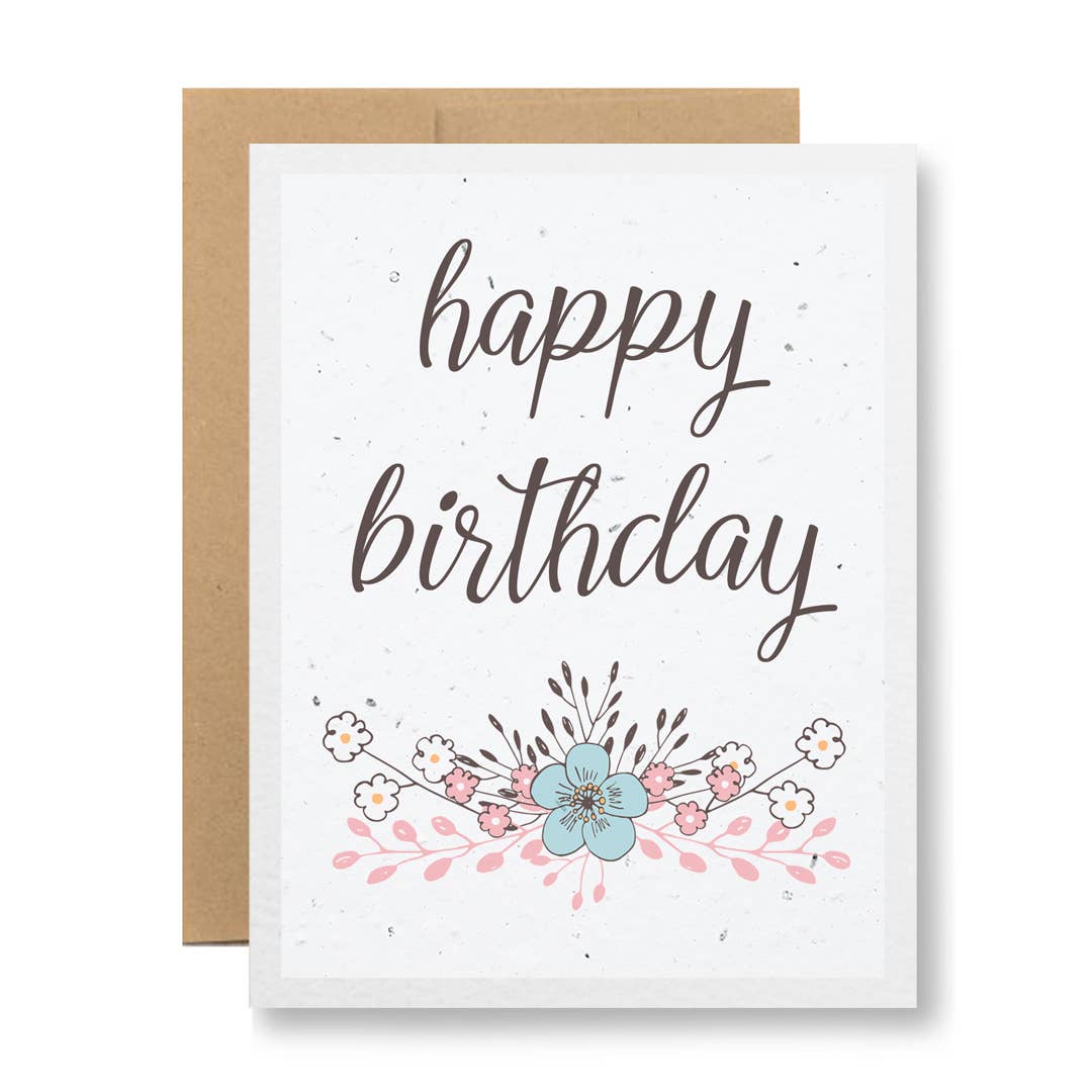Plantable Greeting Card - Happy birthday {flower sketch}