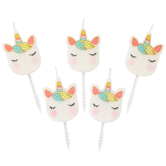 Unicorn Face Cake Candles - 5 Pack